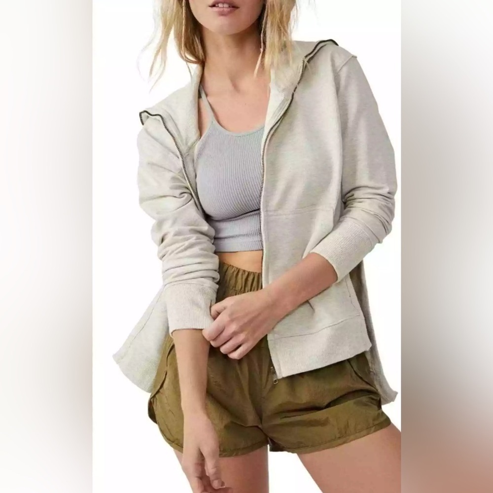 EUC Free People Movement Baseline Zip Up Jacket In Oat Milk Boho Chic Size XS